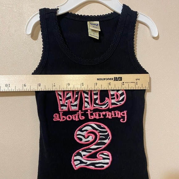 Two Birthday Tank Top Girls 2T 3T wild about turning 2 animal print safari theme - Picture 3 of 7